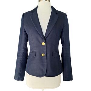 Ann Taylor LOFT Navy Blue Single Breasted Blazer Size 0 Career Classic Work